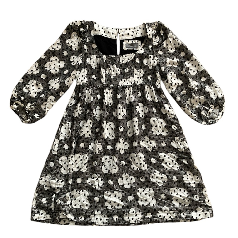 Anthropologie Jane Textured Babydoll Dress Size 6 Embroidered Polka Dot - Picture 3 of 7
